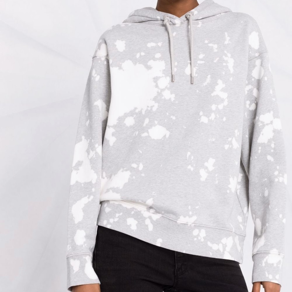 Frame Xl Bleached-Effect Drawstring Hoodie Cotton… - image 1